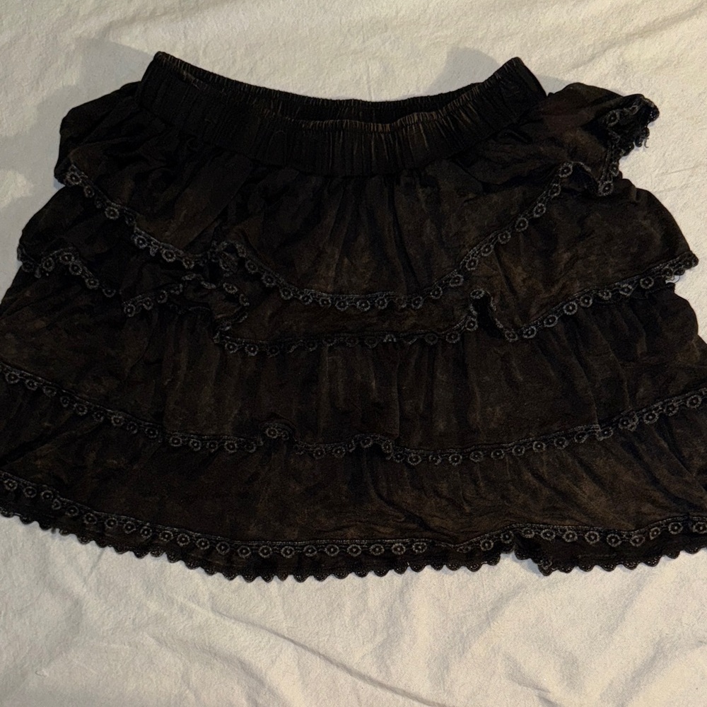 Rock & Roll Cowgirl Black Layered Mini Skirt